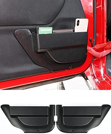 Savadicar DP4 Front Door Storage Pockets Without Cup Holder, Side Insert Box Organizer for 2011-2018 Jeep Wrangler JK JKU 2/4 Door, Interior Expansion Accessories, Patented Design, Black, 2 PCS