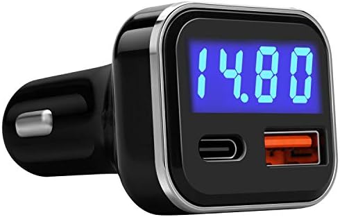 Alivation USB C Car Charger Adapter with Voltage Meter Battery Monitor, 30W Cigarette Lighter Type C Fast Charge Power Delivery & Quick Charge 3.0 with LED Display Compatible With iPhone 15 Galaxy S23