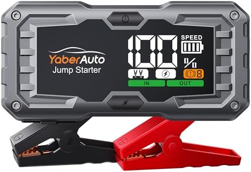 YaberAuto Car Battery Jump Starter 5500A Portable Car Jump Starter Battery Pack (10.0L Gas/9.0L Diesel), 12V Car Battery Jump Starter Portable, Jump Box with Jumper Cables, 160W DC, 4-Modes-Lights