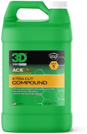 3D ACA 500 Cutting Compound – Step 1 Extra-Cut for Deep Paint Correction | Cuts P100 Grit or Finer | Body Shop Safe, Low Dust, Pro Detailer Formula | Made in USA - 8 oz