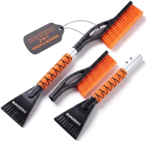 RUNZERO 27-Inch Detachable Snow Brush & Ice Scraper for Car Windshield
