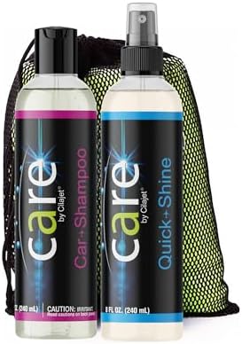 Travel Kit, Automotive Car Accessories and Cleaning Supplies, 4-Piece Set with Car Shampoo and Quick-Shine Polish, and 2 Microfiber Towels
