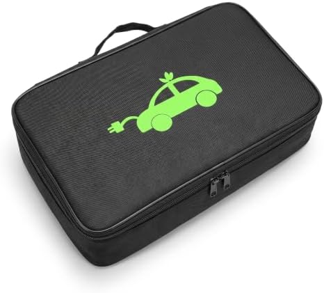 1 Pack EV Charging Cable Storage Bag, Oxford Cloth Charging Cable Bag with Dual Metal Zipper, Portable Jumper Carry Case for Electric Car RV Camper Trailer Accessories (Black)
