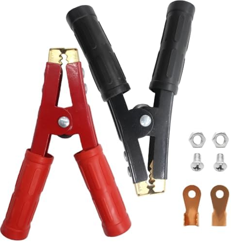 2PCS 1000A Heavy Duty Pure Copper Jumper Cable Clamps, Car Battery Charger Alligator Clips Replacement for Auto Vehicle Boat, 12V-24V Battery Booster Charging Ends (Red & Black)