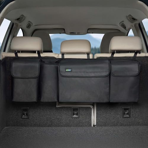 JOYSKY Trunk Hanging Organizer, Backseat Trunk Organizer for SUV, Truck, MPV, Large Capacity Vehicle Storage Bag with Upgraded High-Density Fabric, Space Saving Car Accessories Interior