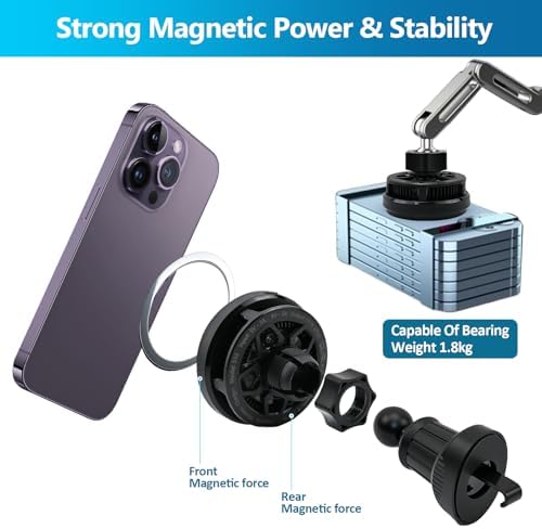 Magnetic Wireless Car Charger Mount, 15W Fast Charging Phone Holder with TEC Cooling & RGB, FOD Safe, Hands‑Free Air Vent Mount for iPhone 12‑17 pro max/Samsung/Android