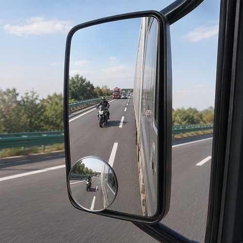 2 PCS 3.75 Inch Convex Blind Spot Mirror for Truck - Adhesive Wide Angle Rear View Spot Mirror, Heavy Duty Universal Side Mirror Accessories for Truck Car SUV(95mm)
