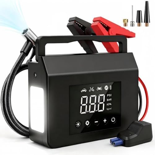 Tire Inflator Portable Air Compressor, 150PSI Car Battery Jump Starter Kit