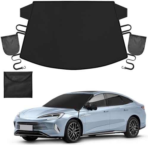 Windshield Cover for Ice and Snow Heavy Duty 600D Oxford Fabric Magnetic Windshield Protector for Car SUV Truck Windproof Waterproof Frost Cover with Side Mirror Covers (Medium (69"x42"))
