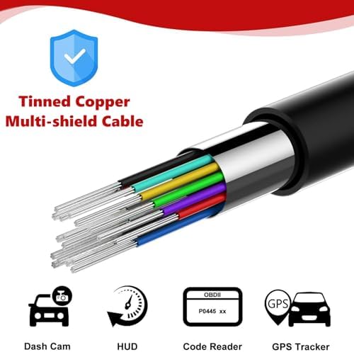 JUTA OBD2 Extension Cable Ultra-Long 16ft/5m 16-Pin OBD-II Male to Female Extension Cord OBDII Diagnostic Extender Adapter - 16ft/5m