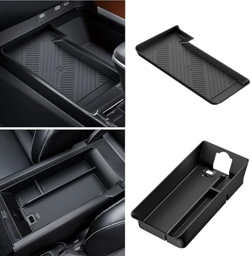 YPHUIKI 2PCS Center Console Organizer for Toyota Camry 2025 2026 Accessories Wireless Charging Anti-Slip Mat Armrest Storage Box Organizer Tray for 9th Gen Camry (LE SE XLE XSE Nightshade)