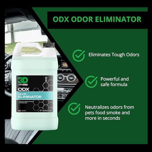 3D ODX - Automotive Odor Eliminator - Deodorizes Pet, Food, Smoke, & Other Linger Odors - Fresh Clean Scent - Great for Car, Home, Office Use
