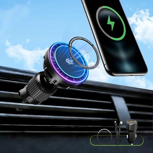 25W Qi2.2 Wireless Car Charger with Magnetic Rotation for Car Vent (Black)