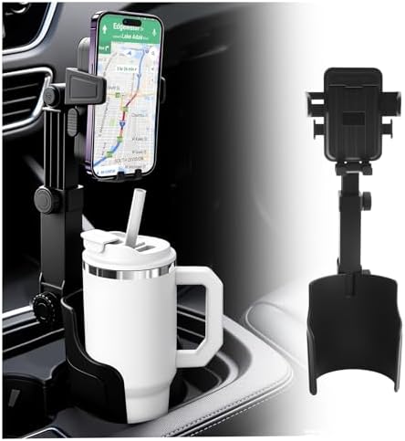 2-in-1 Cup Holder Phone Holder,Upgraded Version Cup Holders Phone Mount with Long Arm & 360° Adjustable,Cups Phones Holders for Car as Car Accessories for 4.7-7 inches Phones