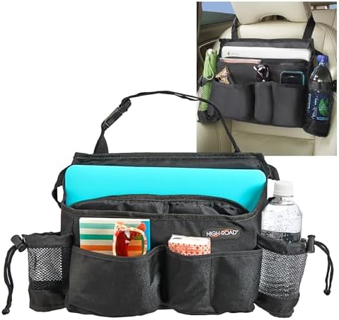 High Road SwingAway Car Front Seat Organizer with 6 Storage Pockets and 2 Bottle or Cup Holders