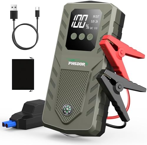 6000A Car Battery Jump Starter, 20000mAh Battery Jumper Starter Portable (10L Gas/8L Diesel), 12V Car Jumper Starter Portable, Jump Box Jump Pack with 3 Modes Flashlight