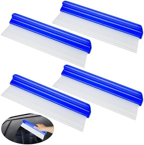 Supkiir 4 Pack 12” Silicone Car Drying Squeegee, 3-Layer T-Bar Water Blade Professional Automotive Water Wiper, Car Windshield Squeegee Flexible Water Blade Squeegee for Car Window Glass Bathroom