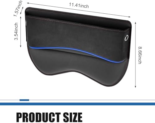 Car Seat Gap Filler Organizer, Leather Seat Storage Box with Cable Port, Anti-drop Multi-functional Center Console Organizer for Phone Key Card, Side Gap Filler for Most Cars (Black)