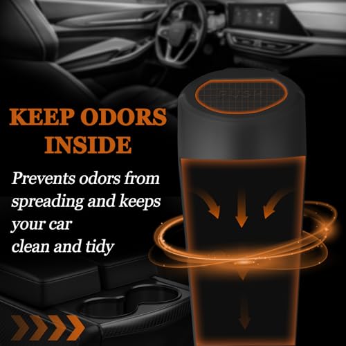 Car Trash Can with Lid, Leakproof Garbage Can with 40 Attached Trash Bags, Mini Essential Car Accessories for Interior for Car, Home, Office (Black)