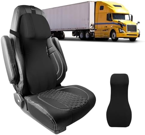 2-in-1 Car Lumbar Support with Headrest Pillow for Semi Truck Motorhome, Black