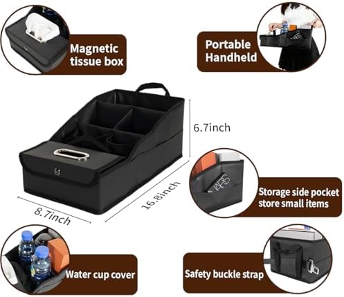 GMQ Car Seat Organizer,Automotive Seat Organizer for Front and Back Seat or Floor, Car Caddy Organizer Pu Leather Multiple Organizers and Storage for Travel Kids (Black)
