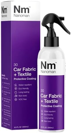 NANOMAN Protect Car Seats from Spills & Stains Fabric & Upholstery Protector Spray (250ml) – Invisible Waterproof Coating for Car Seats, Carpets & Interior Fabric – Easy DIY One-Coat Application