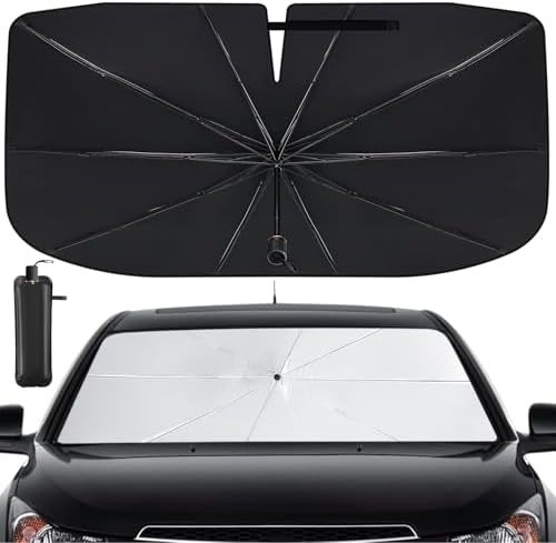 Windshield Sun Shade Umbrella - Car Sun Shade Windshield, Foldable Car Window Shades, Reflector Sunshade Offers Ultimate Sun Protection for Hatchback, Truck, SUV, MPV