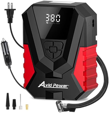 AVID POWER Tire Inflator Portable Air Compressor, 12V DC/110V AC, Compact