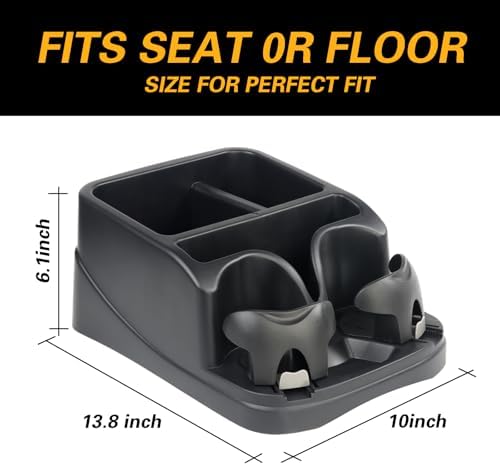 Universal Big Center Console for Cars, Trucks, Minivans, SUVs, Car Console Organizer with 2 Adjustable Cup Holders, Seatbelt for Secure Hold Car Seat Organizer, Truck Floor Console