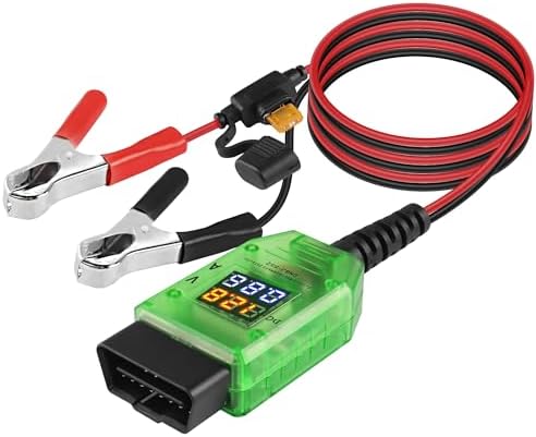 MEIRIYFA OBD2 Car Battery Change Saver Memory Vehicle ECU Emergency Power Supply Cable Replacement 12V Digital Display OBD II Battery Leakage Detective Kit with 5A Fuse