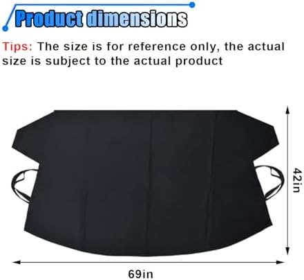 BDZMC Car Windshield Snow Cover, 69" x 42" Waterproof Scratch-Proof Frost Cover, 600D Oxford Windshield Protector with Double Straps, Side Mirror Covers, Winter Car Accessories for Most Cars