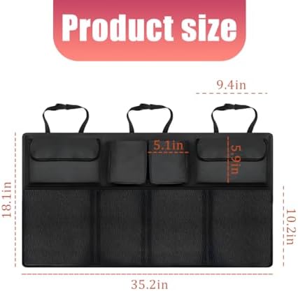 Mandark Car Trunk Organizer, Space Saving Vehicle Backseat Hanging with 8 Large Pockets, Automotive Interior Cargo Organization Storage Bag Accessories, Universal for SUV, Truck, Van