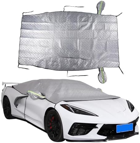 For 2020-2023 Corvette C8: 1-Piece Windshield Sun Shade & Snow Cover - Compatible, Silver | Premium Protection, Easy Installation | Keep Your Car Cool in Summer, Snow-free in Winter | Perfect Fit