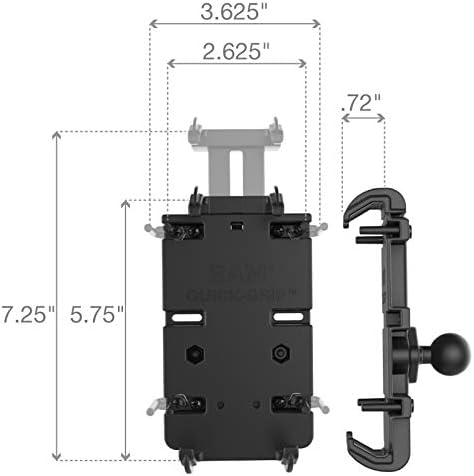 RAM Mounts Quick-Grip XL Phone Holder with B Size 1″ Ball Diamond Base, Universal Large Smartphone Cradle for RAM Mount Systems RAM-HOL-PD4-238AU