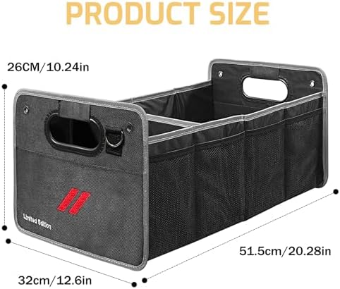 Car Trunk Organizer, Trunk Storage Box with Handle For Dodge Charger Challenger Durango, Collapsible 2 Compartment Automotive Storage Box, Waterproof Oxford Polyester Travel Accessories (B)