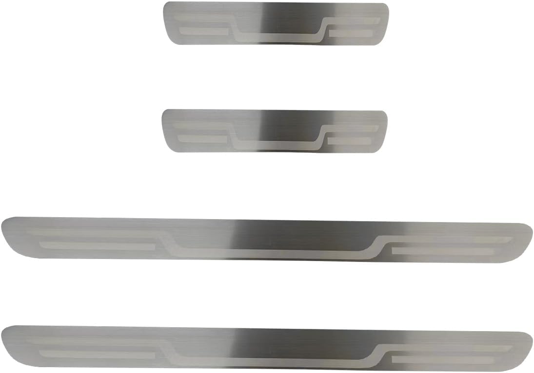 Craedli 4PCS Car Door Sill Protector Sticker, Stainless Steel Auto Door Edge Guard, Anti-Scratch Door Sill Threshold Protection Strip, Universal Car Interior Decoration for Sedan SUV (Black-Mirrored)