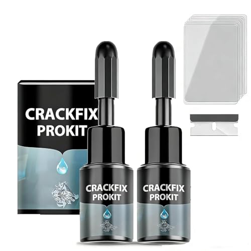 2PCS Crack Fix Pro Kit Windshield Repair Car for Auto Glass, Side Windows | Windshield Crack Repair Fluid Kit for Chips, Stars, Bulls-Eyes & Spiderweb Cracks