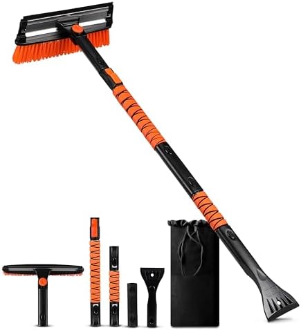 EcoNour 47" Extendable Snow Brush and Ice Scraper Pivoting Squeegee