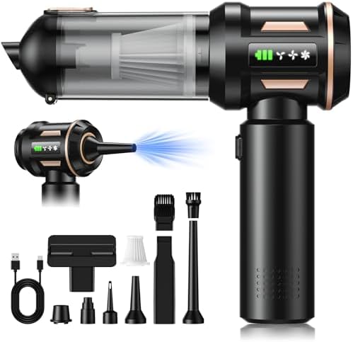 28000Pa Cordless Handheld Vacuum Cleaner, 4 in 1 Car Vacuum Air Duster & Blower Hand Held with 6000mAh LED Battery Display, Brushless Motor for Car, Home, Office, Pet Hair
