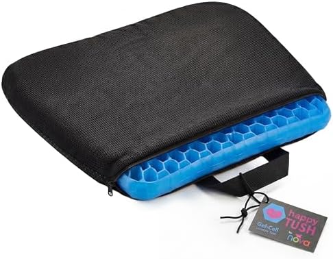 NOVA Happy Tush Gel Cell Seat Cushion, Double-Layer Pressure-Relief Gel, Foldable & Portable, Water-Resistant, Washable Non-Slip Cover, Home, Office & Travel
