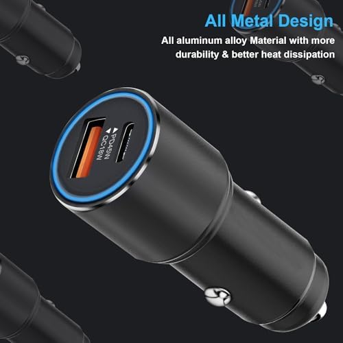 63W Super Fast Car Charger and Cable for Samsung Galaxy S25/S25 Plus/S25 Ultra/S24 FE/S23 S22 S24 /S21 S20,A54 5G/A55 5G/A15 A25,Z Fold 4 5/Z FILP,USB C 45W+USB A 18W Adapter Phone Cigarette Lighter