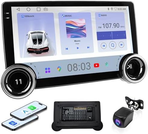 HauDio 10.1" Wireless CarPlay & Android Auto Car Stereo - 2GB RAM 64GB ROM, DSP Sound, 1080P Backup Camera, Bluetooth 5.0, HD Touchscreen Media Receiver