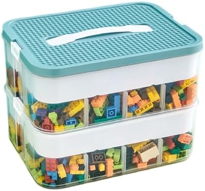 Toys Organizer Storage Case Plastic Storage Container Box for Lego Stackable Building Block Playroom Organization Bin for Lego, Board Games, Craft Supplies