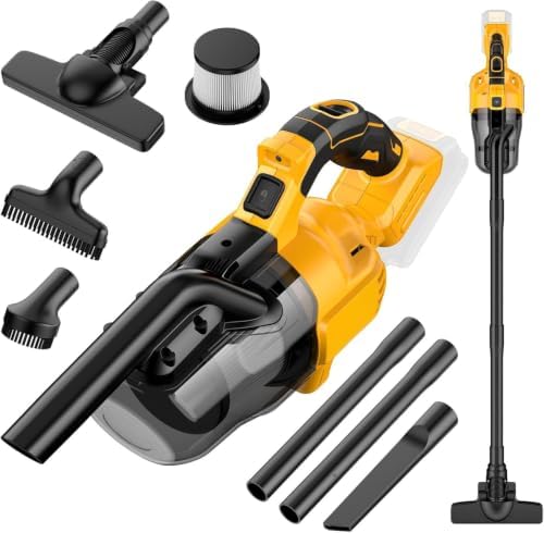 Cordless Vacuum Cleaner Compatible with De-Walt 20v, Brushless Stick Vacuum with Washable HEPA Filter 55CFM Handheld Vacuum Cleaner for Home Car Hardwood Floor Carpet Shop Vac(Tool Only)