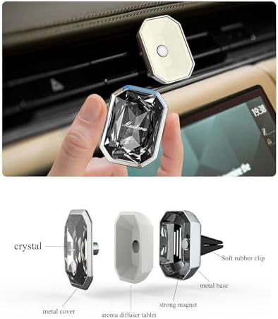 muekzru Car Air Freshener Diffuser,Essential Oil Diffusers Vent Clip,Advanced Crystal Automotive Parts,Contains 2 odorless container pieces,Metal and Crystal Design,First choice for gifts