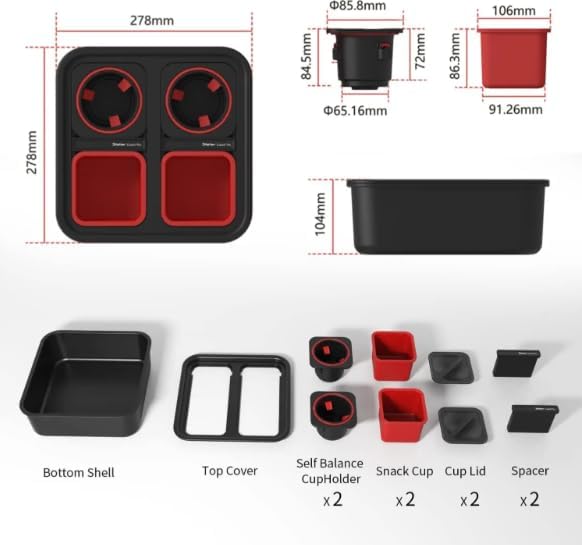 2 Pack Couch KIT SELF Balancing Console Outdoor Indoor Cup Holder Original Tray - Drinks & Snacks Sofa Caddy, Table with Storage and Organizer - for Living Rooms, RV, and Cars, Black, for Gift