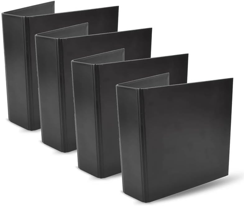 Tarifold 2-Ring Storage Binder for DVD and CD Sleeves, Holds 25 Sleeves, Durable Cardboard, Space-Saving Design, Made in Denmark, Black, Pack of 4