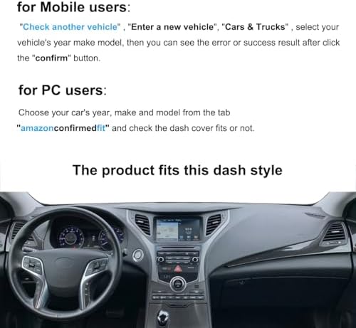 Dash Cover Mat Custom Fit for Hyundai Azera w/Light Sensor w/o Speaker Dashboard Pad Cap Carpet Protector K365 (Dark Gray)