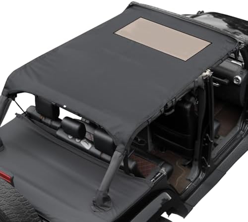 JOYTUTUS Waterproof Sun Shade Top for Wrangler JK 4-Door (2007-2018) – All-Weather Protection, UV Block, Rainproof & Noise Reducing Soft Top Cover