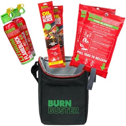 Fire Safety Pack of 6-2x Lithium-Ion Fire Suppression Gel, 2x Emergency Blanket & 2x Sachet for Oil & Grease Fires - 6-Piece Portable Compact Kit Suitable for Home, Kitchen, Camping, Car & More
